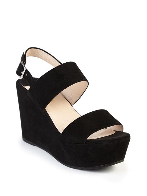 black suede prada sport wedge|Prada ladies sandals.